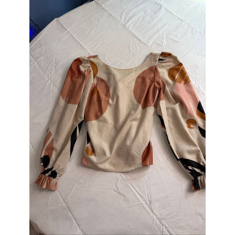 Eva Franco Hazel Terracotta Dot Print Top Blouse Size 4